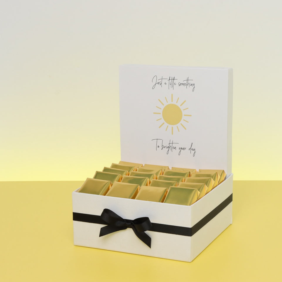 "BRIGHTEN YOUR DAY" SUN DESIGNED CHOCOLATE MEDIUM HAMPER