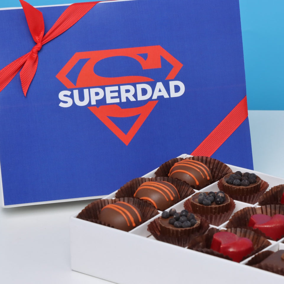 "SUPERDAD" FATHER'S DAY 12-PIECE CHOCOLATE HARD BOX