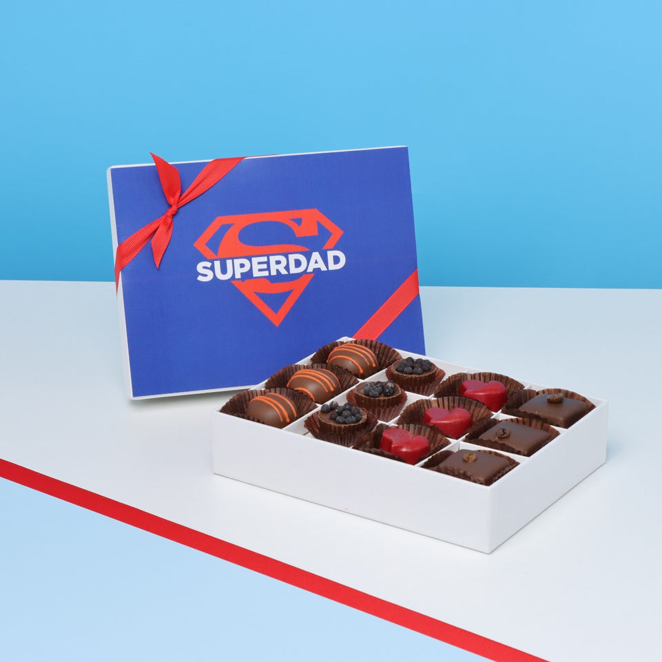 "SUPERDAD" FATHER'S DAY 12-PIECE CHOCOLATE HARD BOX