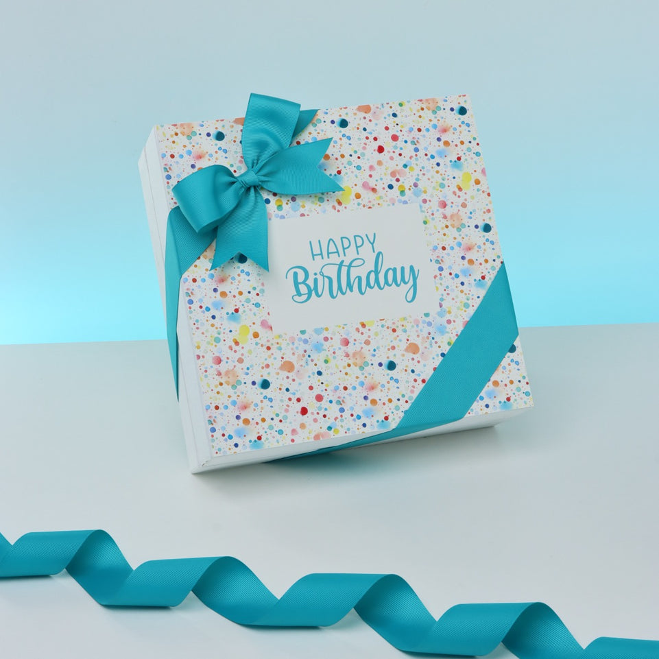 " HAPPY BIRTHDAY " PAINT SPLASH DESIGNED 2-LAYER CHOCOLATE HARD BOX