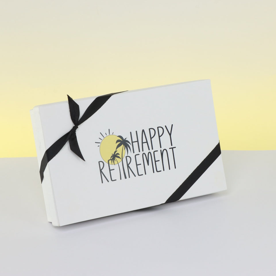 "HAPPY RETIREMENT" DESIGNED 15-PIECE CHOCOLATE HARD BOX