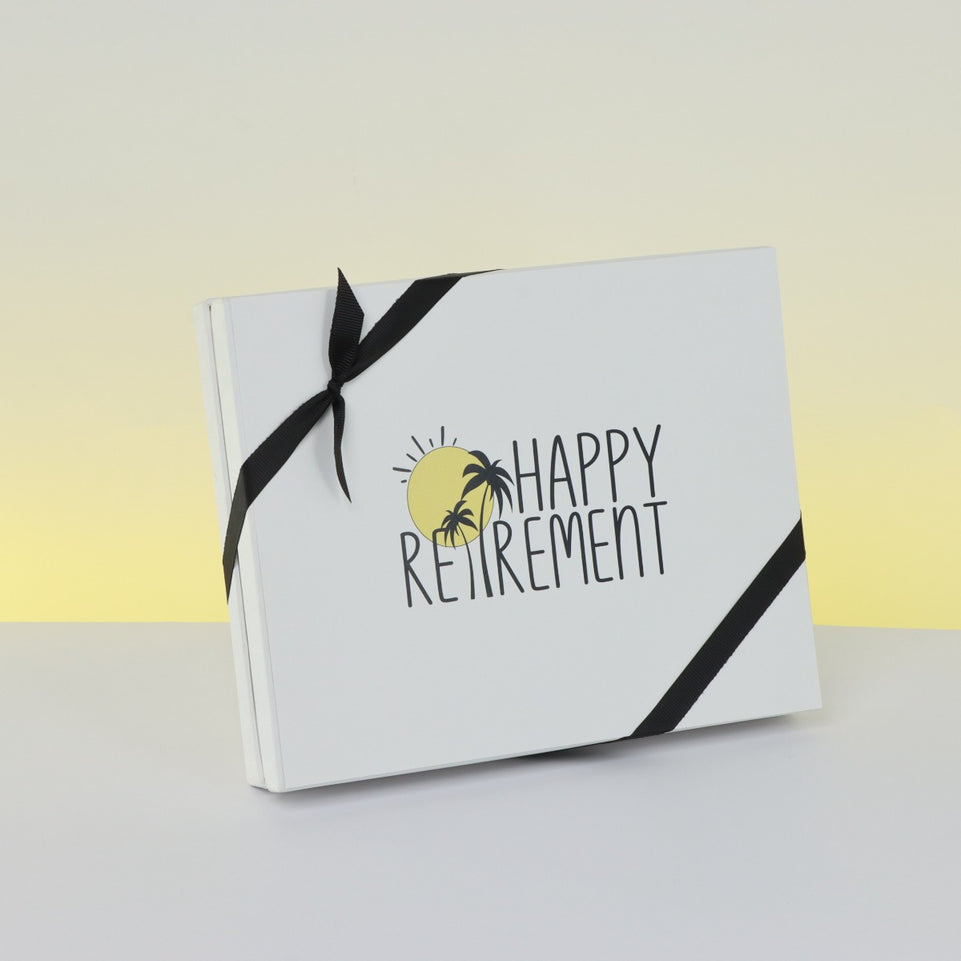 "HAPPY RETIREMENT" DESIGNED 20-PIECE CHOCOLATE HARD BOX