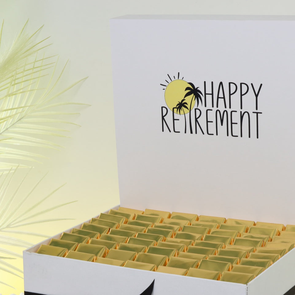 "HAPPY RETIREMENT" DESIGNED CHOCOLATE EXTRA LARGE HAMPER