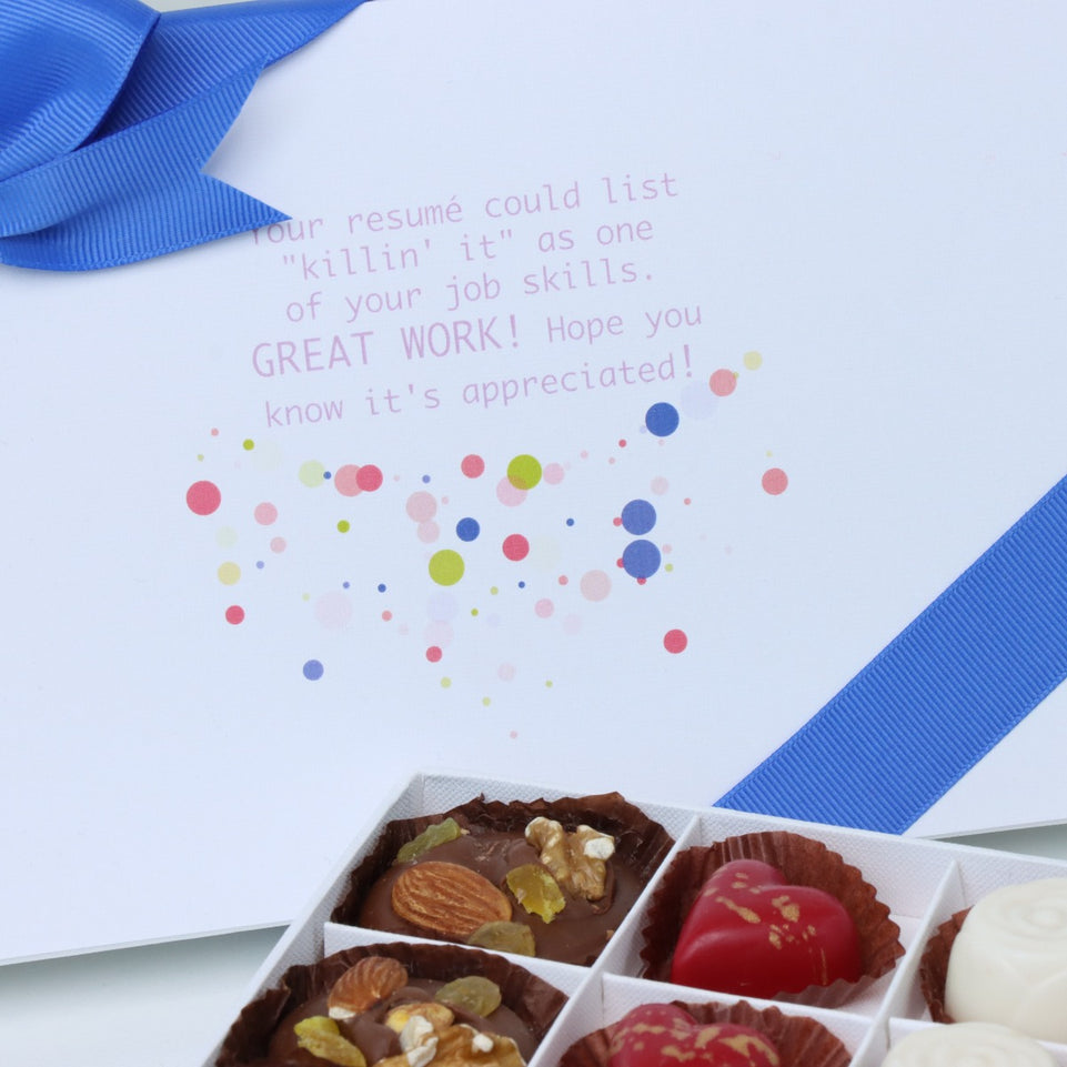 "GREAT WORK " 15-PIECE CHOCOLATE HARD BOX