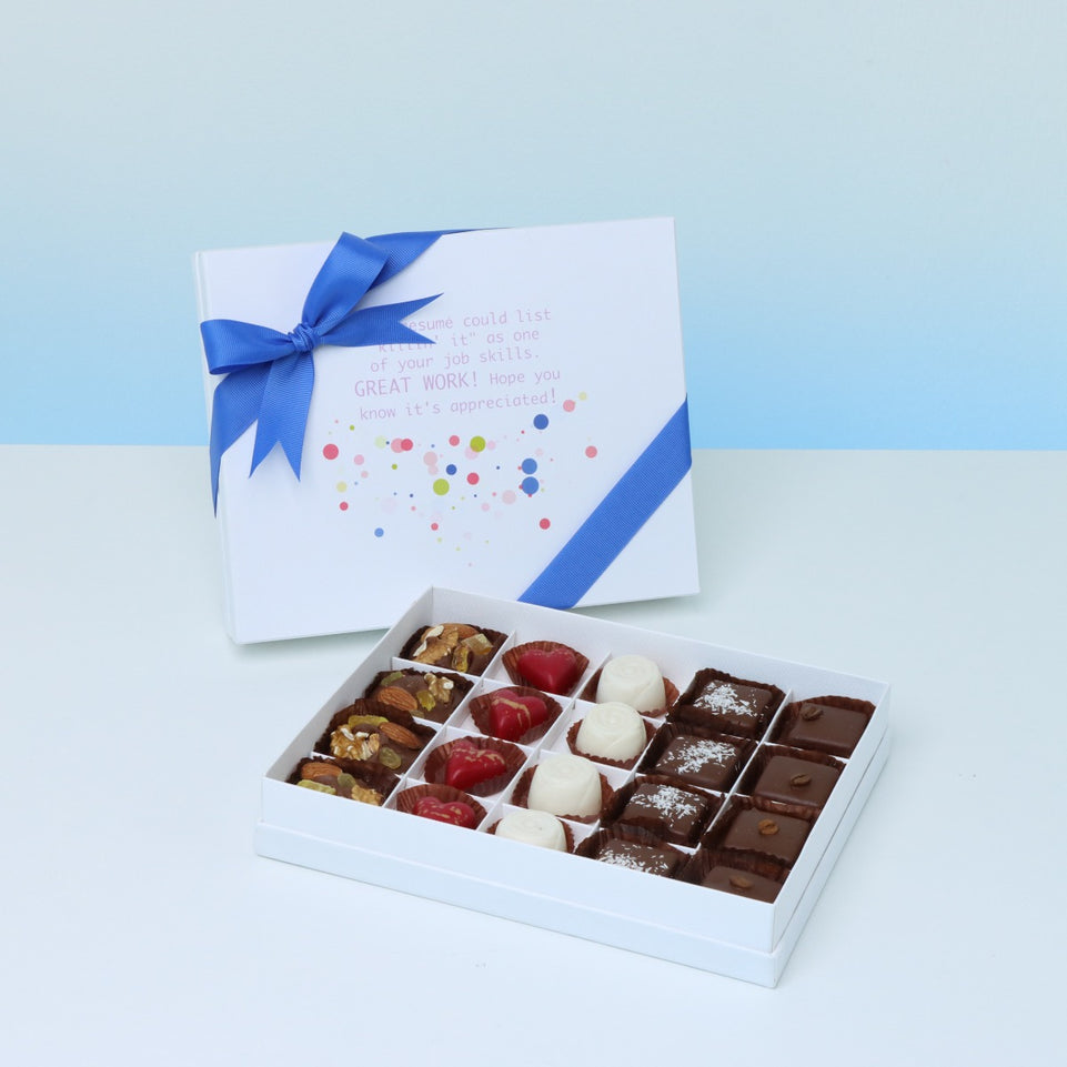 "GREAT WORK " 20-PIECE CHOCOLATE HARD BOX