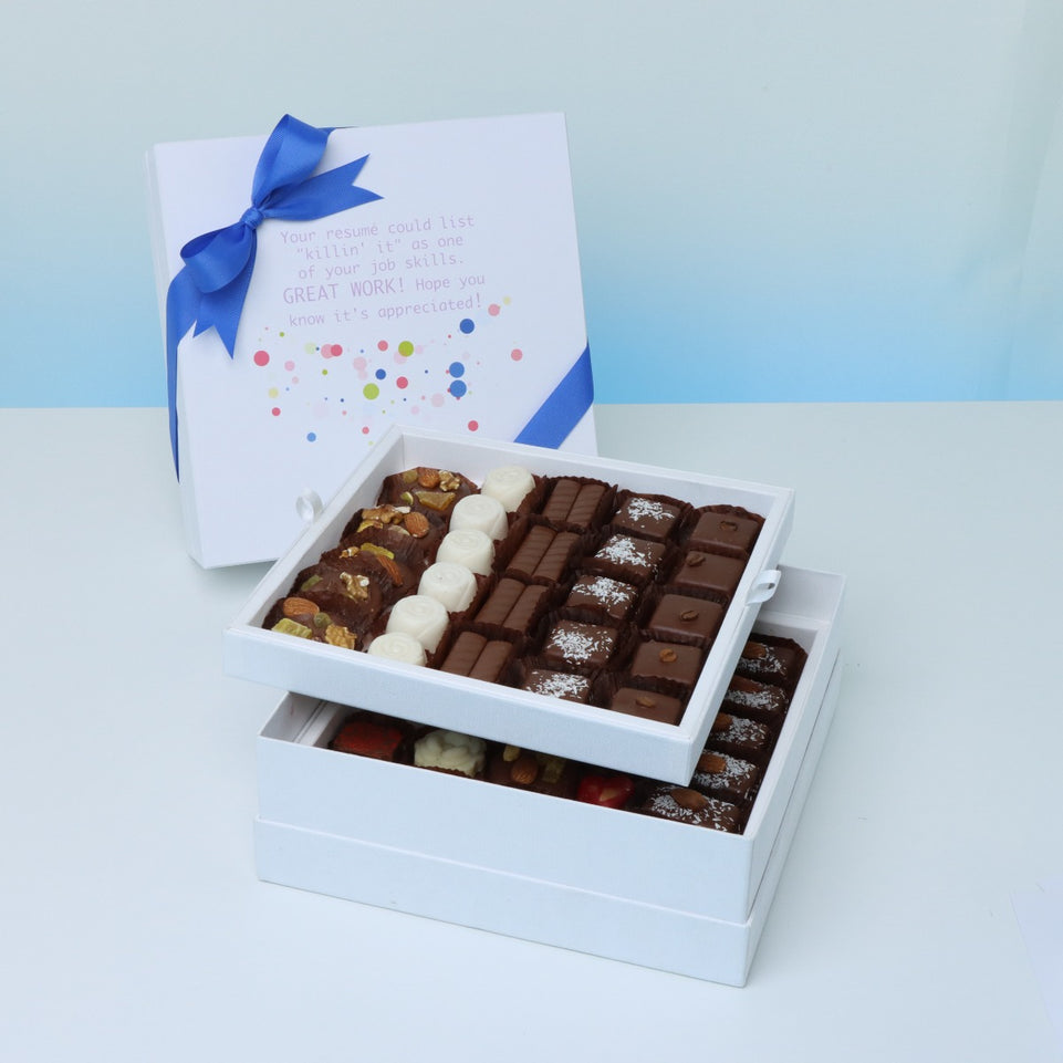 "GREAT WORK " 2-LAYER CHOCOLATE HARD BOX