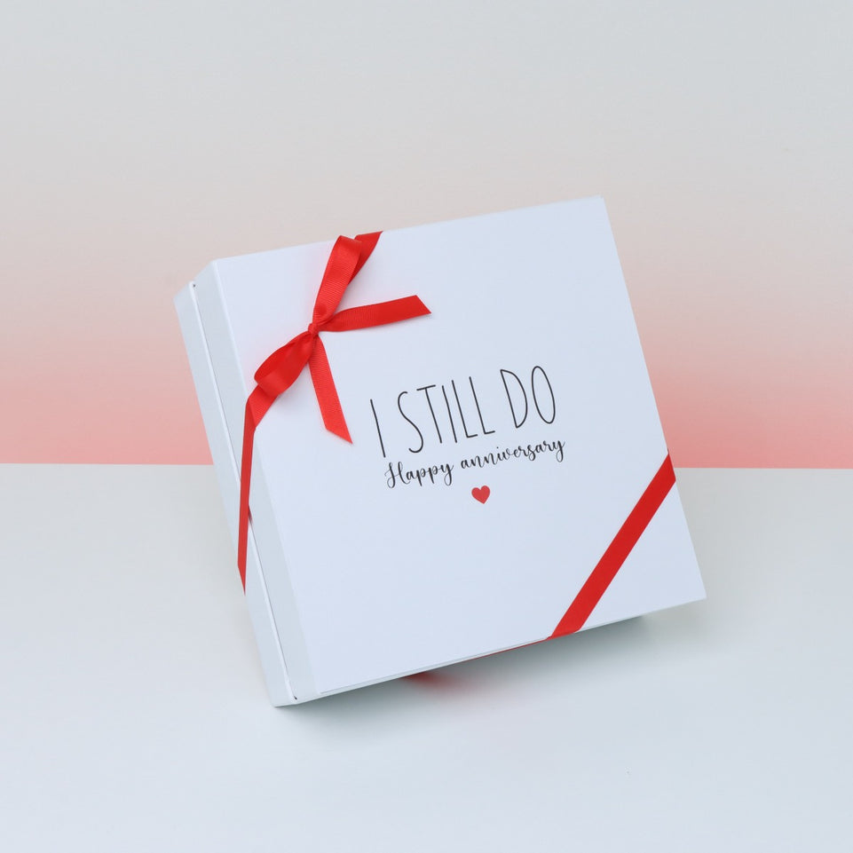 "I STILL DO"  ANNIVERSARY  2-LAYER CHOCOLATE HARD BOX