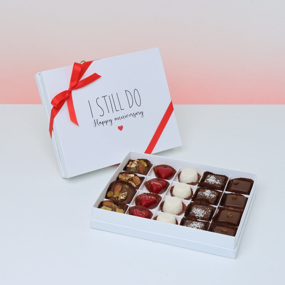 "I STILL DO"  ANNIVERSARY 20-PIECE CHOCOLATE HARD BOX