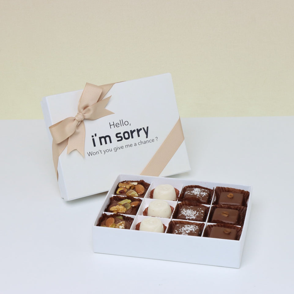 "HELLO, I'M SORRY" DESIGNED 12-PIECE CHOCOLATE HARD BOX