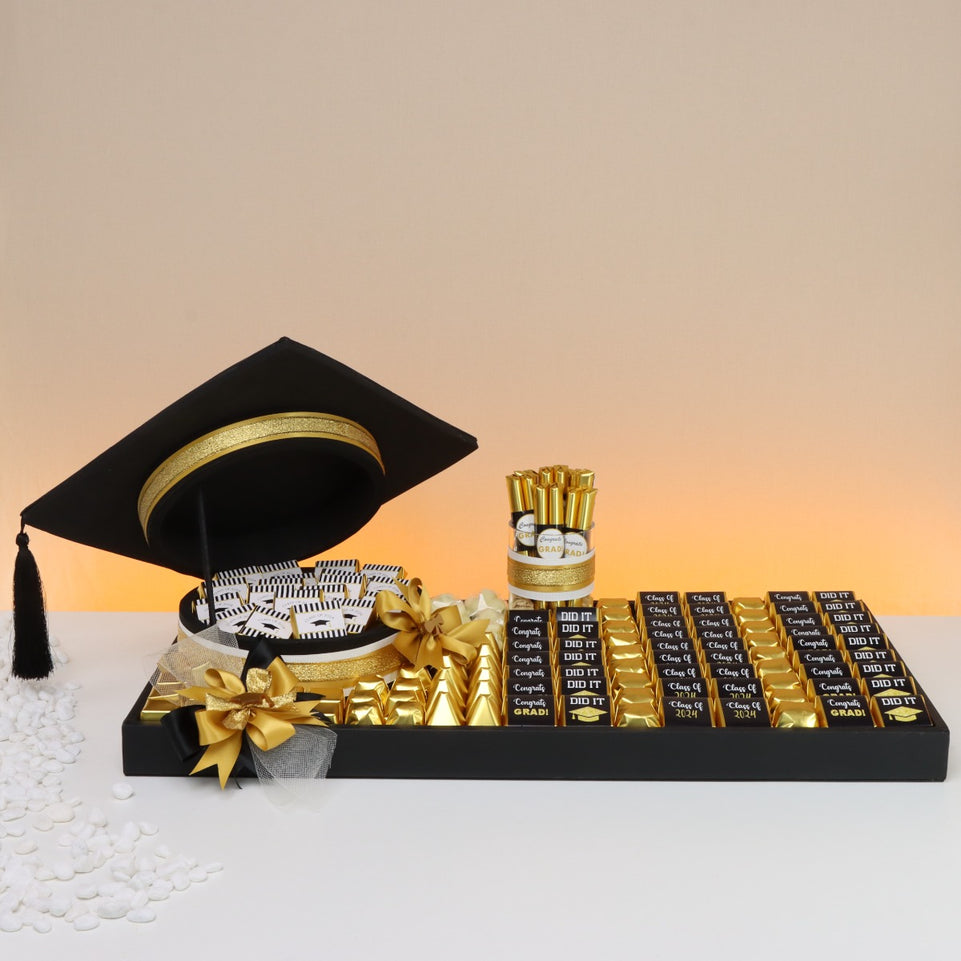 GRADUATION DESIGNED CHOCOLATE LEATHER LARGE TRAY