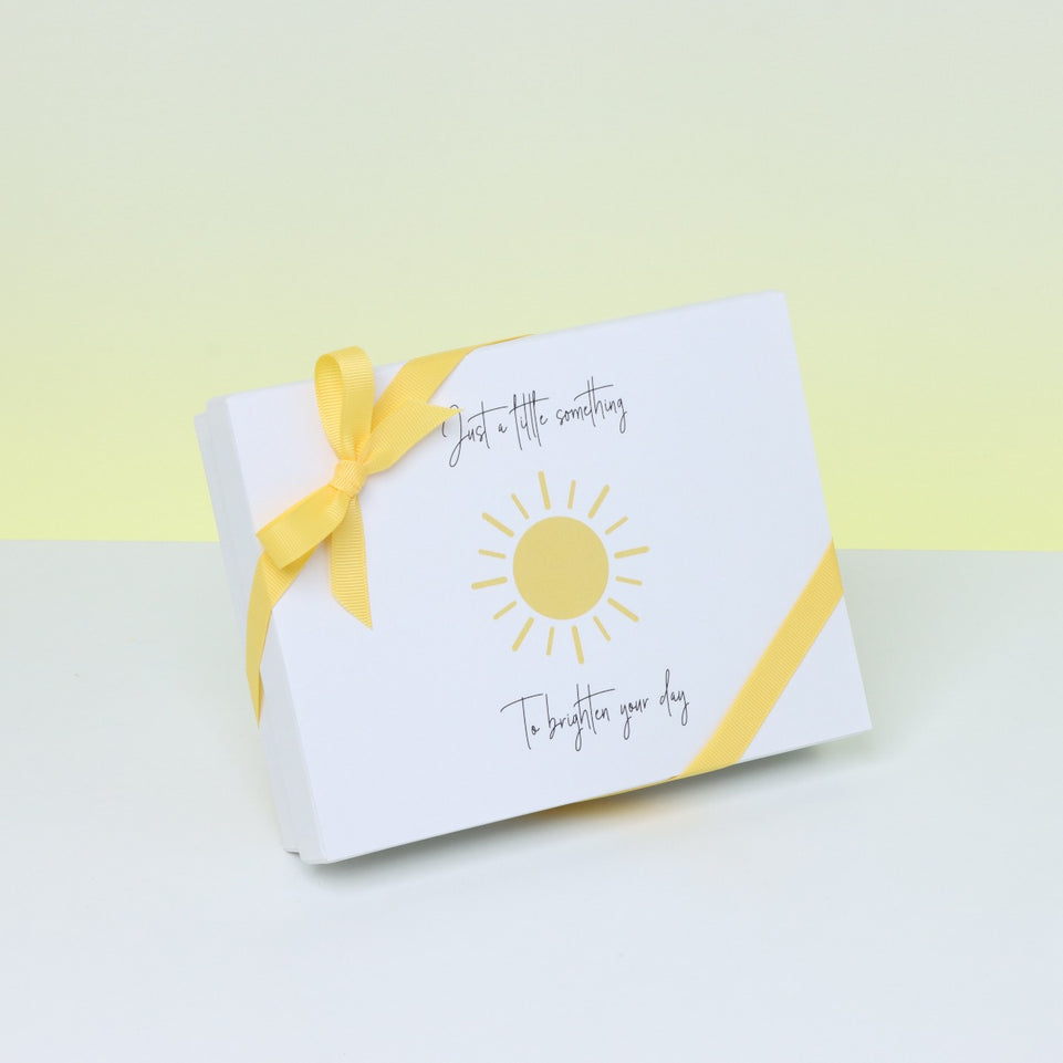 "BRIGHTEN YOUR DAY" SUN DESIGNED CHOCOLATE 12-PIECE CHOCOLATE HARD BOX