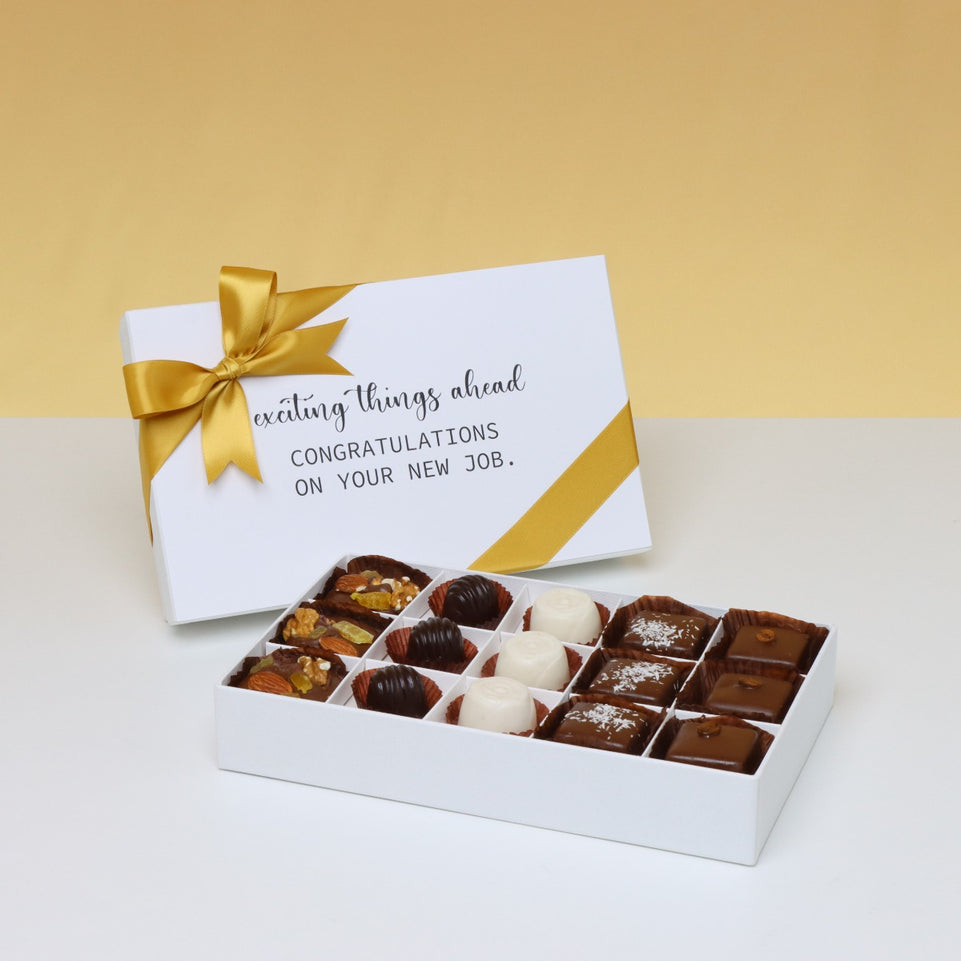 "CONGRATULATION ON YOUR NEW JOB" 15-PIECE CHOCOLATE HARD BOX