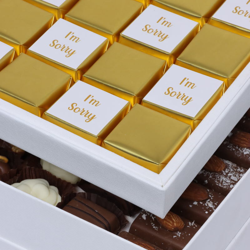 "I'M SORRY" GOLD DESIGNED 2-LAYER CHOCOLATE HARD BOX