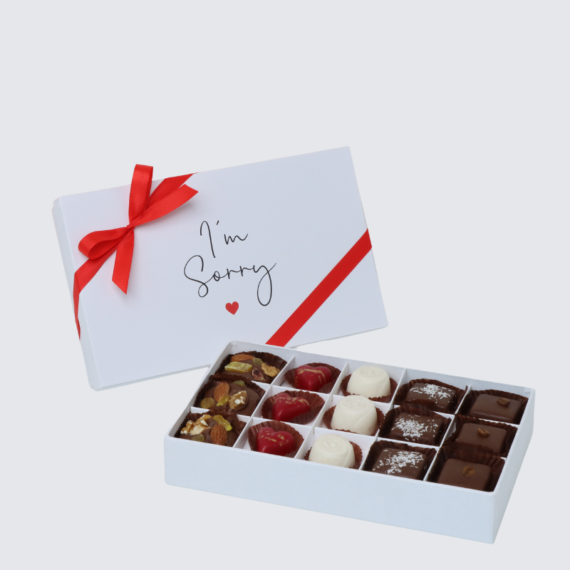 "I'M SORRY" 15-PIECE CHOCOLATE HARD BOX