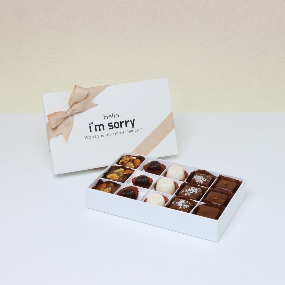 "HELLO, I'M SORRY" DESIGNED 15-PIECE CHOCOLATE HARD BOX