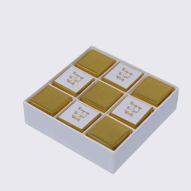 "KEEP UP THE GOOD WORK" GOLD DESIGNED 9-PIECE CHOCOLATE HARD BOX