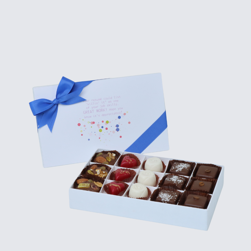 "GREAT WORK " 15-PIECE CHOCOLATE HARD BOX