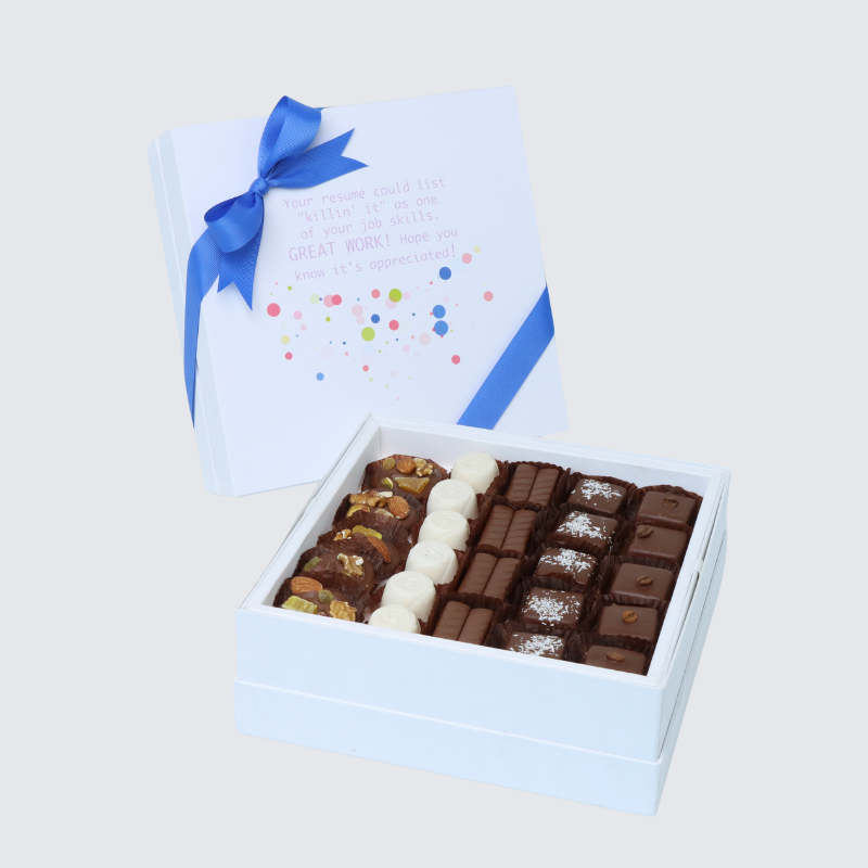 "GREAT WORK " 25-PIECE CHOCOLATE HARD BOX