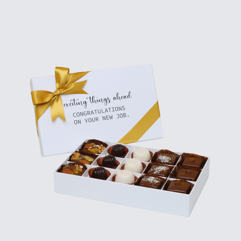 "CONGRATULATION ON YOUR NEW JOB" 15-PIECE CHOCOLATE HARD BOX