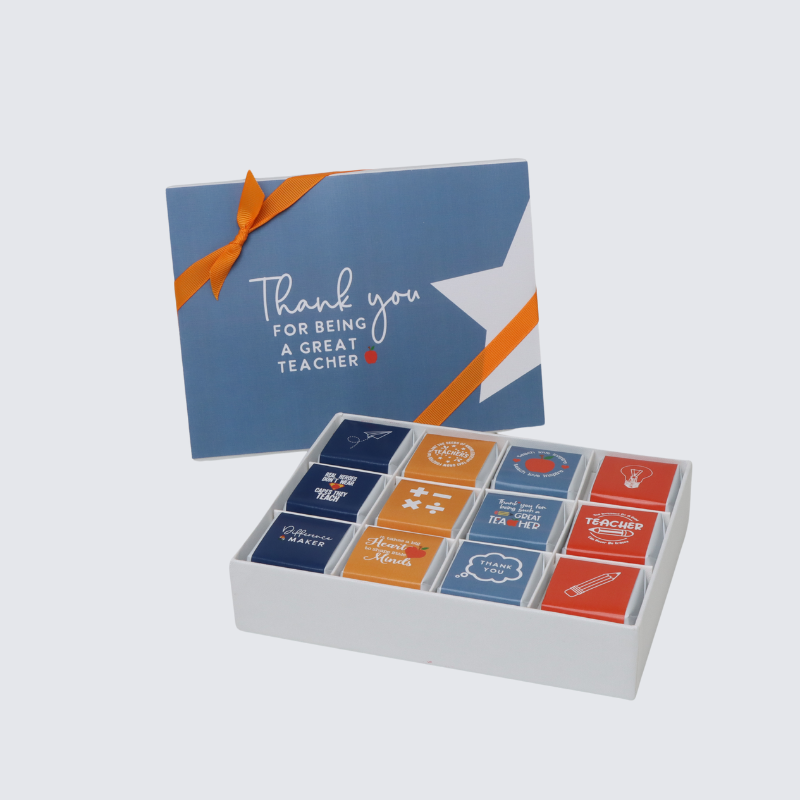 TEACHER'S APPRECIATION " THANK YOU 12-PIECE CHOCOLATE HARD BOX